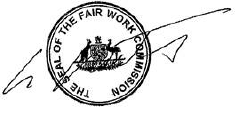 Seal of the Fair Work Commission with the memeber's signature.